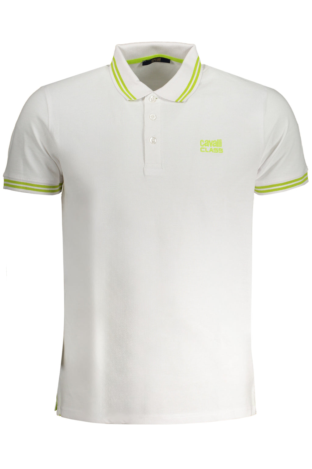 CAVALLI CLASS MEN'S WHITE SHORT SLEEVED POLO SHIRT