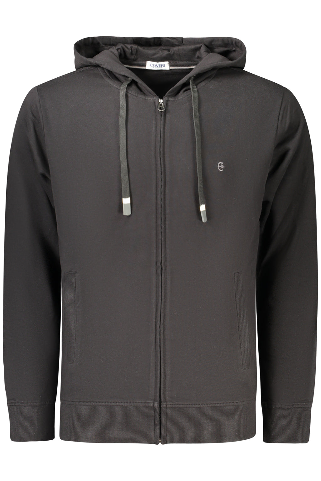 COVERI MOVING MEN'S BLACK ZIP-UP SWEATSHIRT