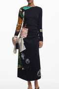 DESIGUAL WOMEN'S LONG BLACK DRESS