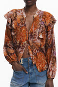 DESIGUAL WOMEN'S LONG-SLEEVED SHIRT ORANGE