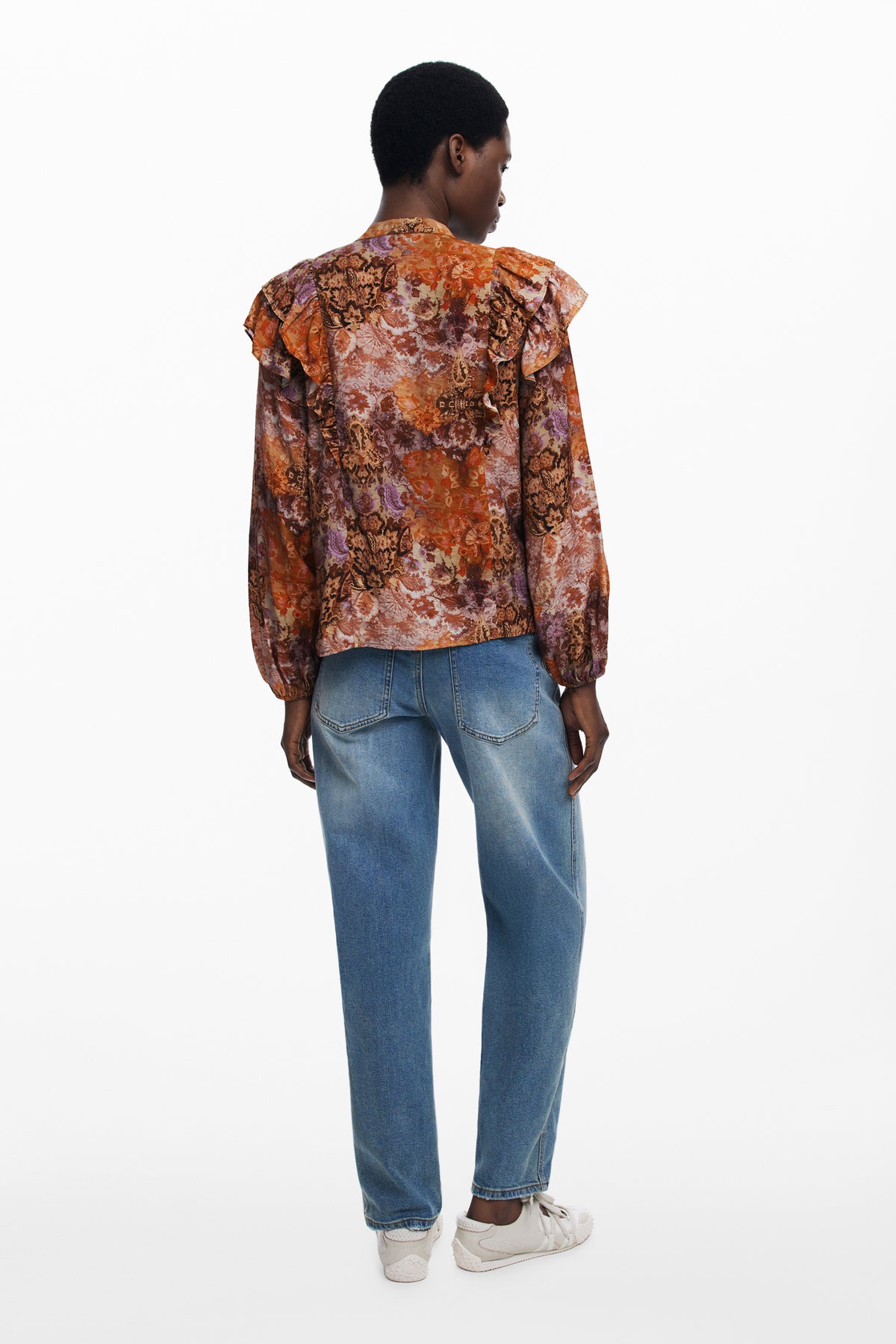 DESIGUAL WOMEN'S LONG-SLEEVED SHIRT ORANGE
