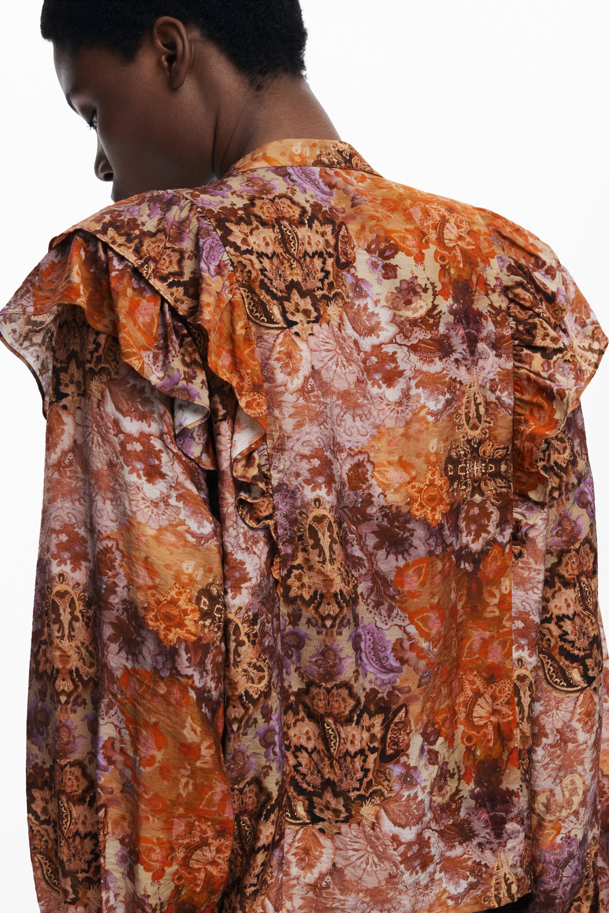 DESIGUAL WOMEN'S LONG-SLEEVED SHIRT ORANGE