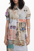 DESIGUAL WOMEN'S LONG-SLEEVED SHIRT BEIGE