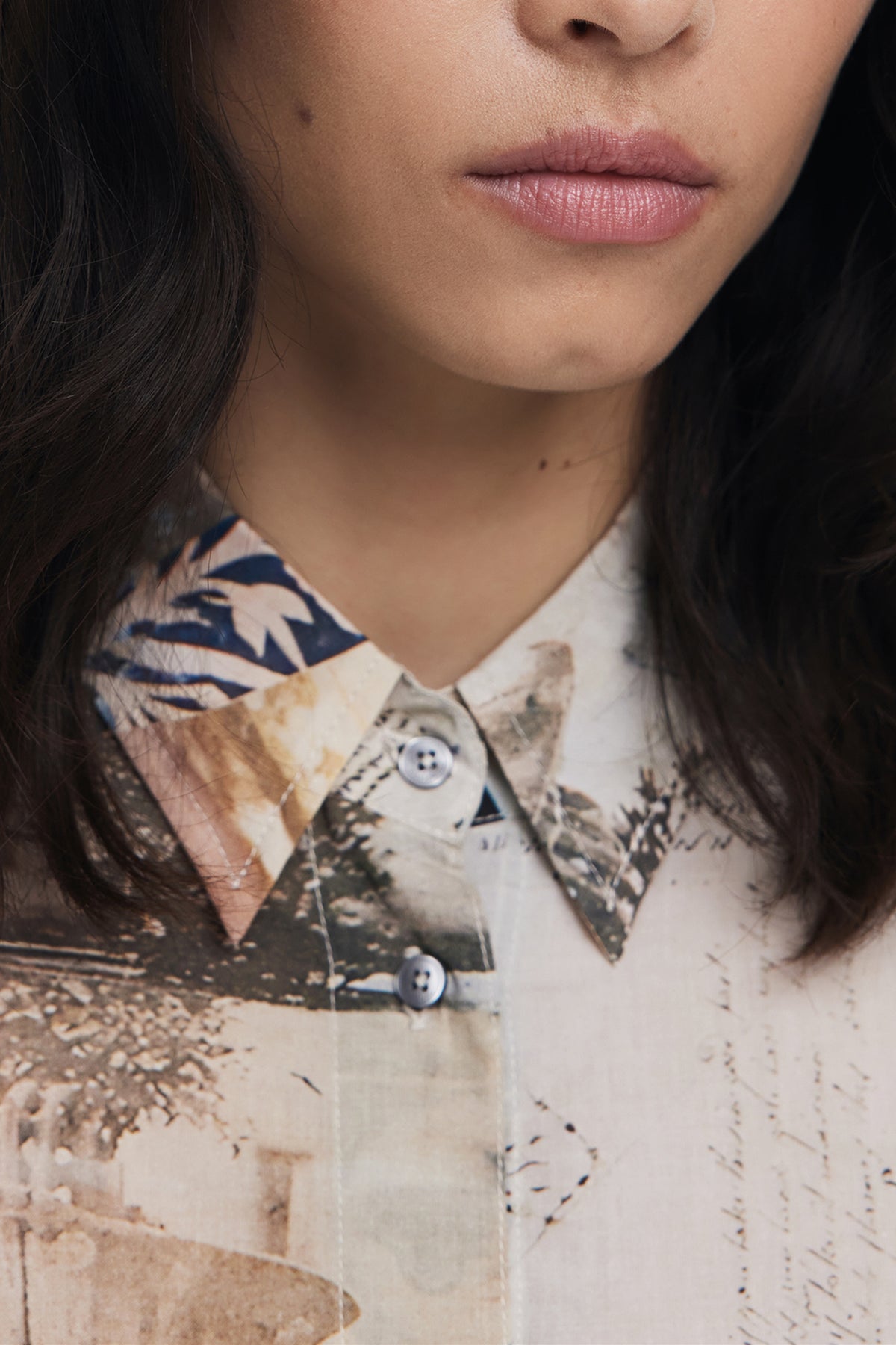 DESIGUAL WOMEN'S LONG-SLEEVED SHIRT BEIGE