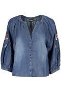 DESIGUAL WOMEN'S LONG-SLEEVED SHIRT BLUE