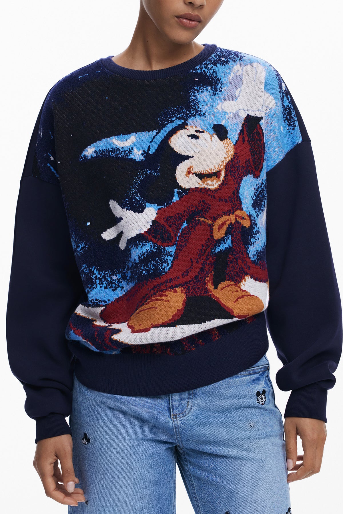 DESIGUAL WOMEN'S BLUE ZIP-UP SWEATSHIRT