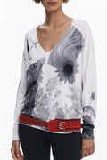 DESIGUAL WOMEN'S WHITE SWEATER