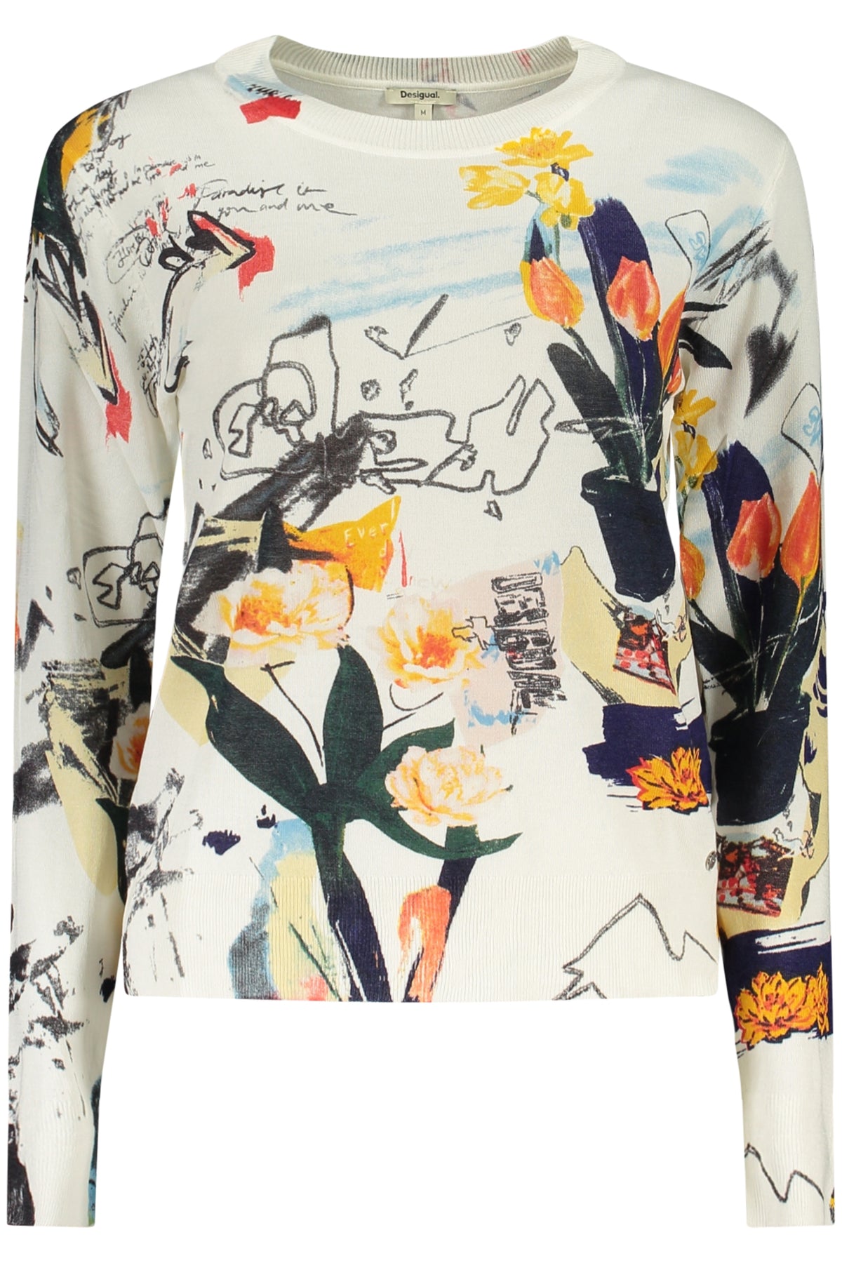DESIGUAL WOMEN'S WHITE SWEATER