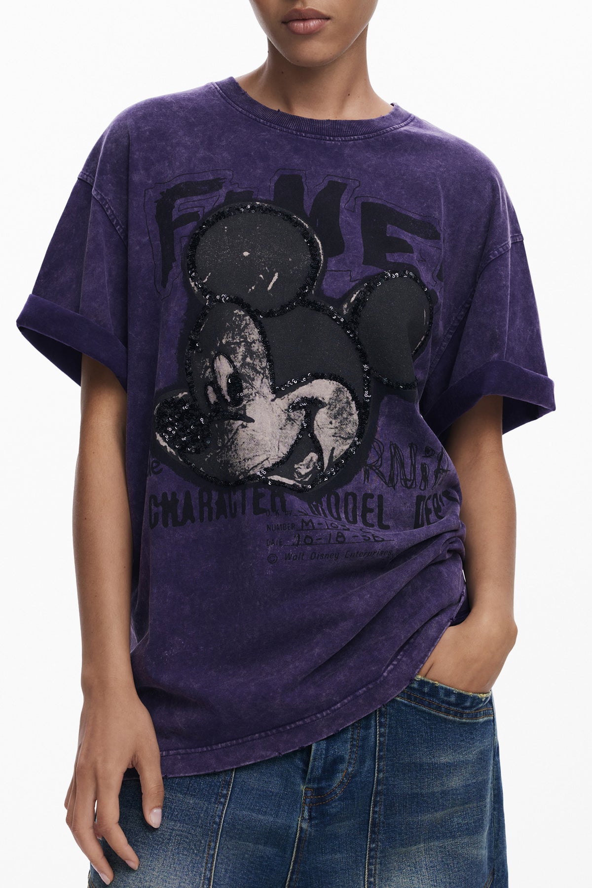 DESIGUAL WOMEN'S SHORT-SLEEVE T-SHIRT PURPLE