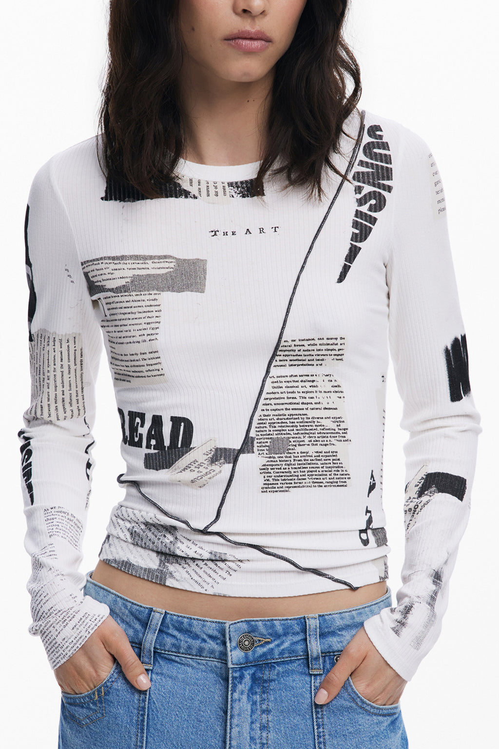 DESIGUAL WOMEN'S LONG-SLEEVED T-SHIRT WHITE