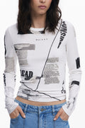 DESIGUAL WOMEN'S LONG-SLEEVED T-SHIRT WHITE