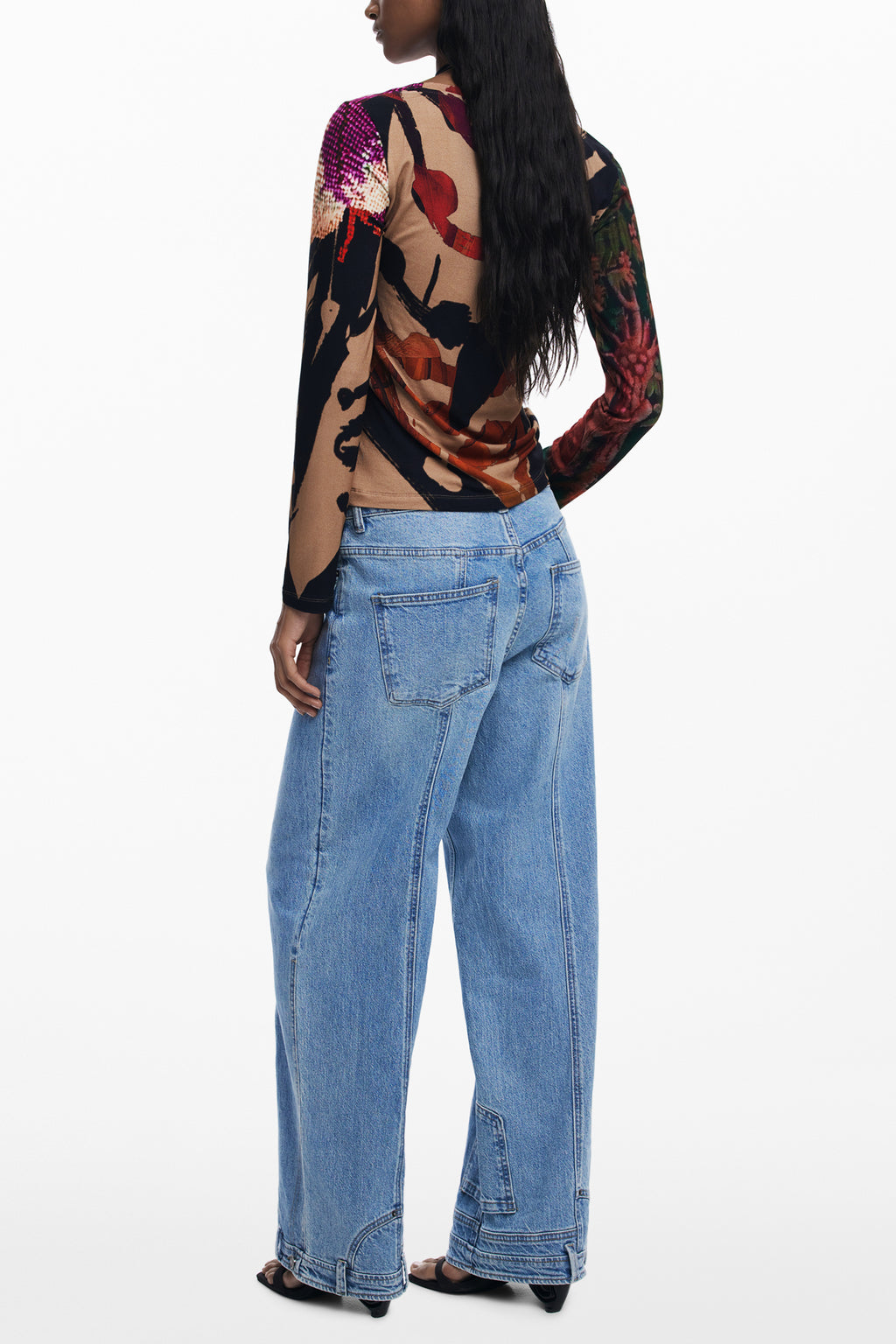 DESIGUAL WOMEN'S LONG-SLEEVED T-SHIRT BROWN