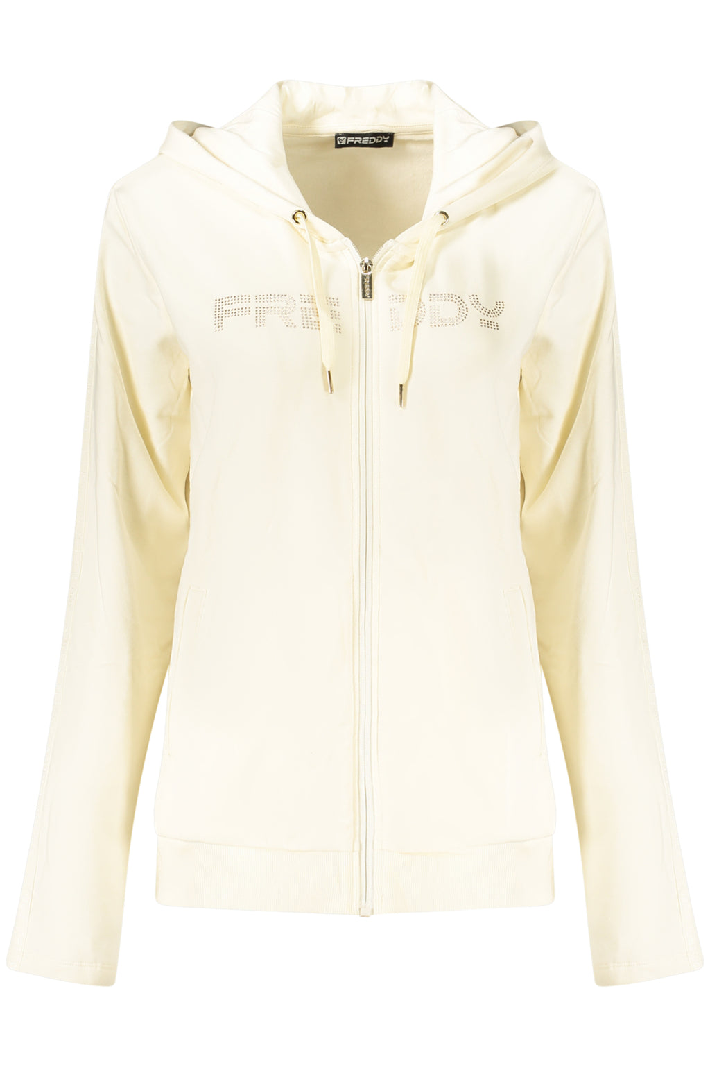 FREDDY WOMEN'S WHITE ZIP-UP SWEATSHIRT