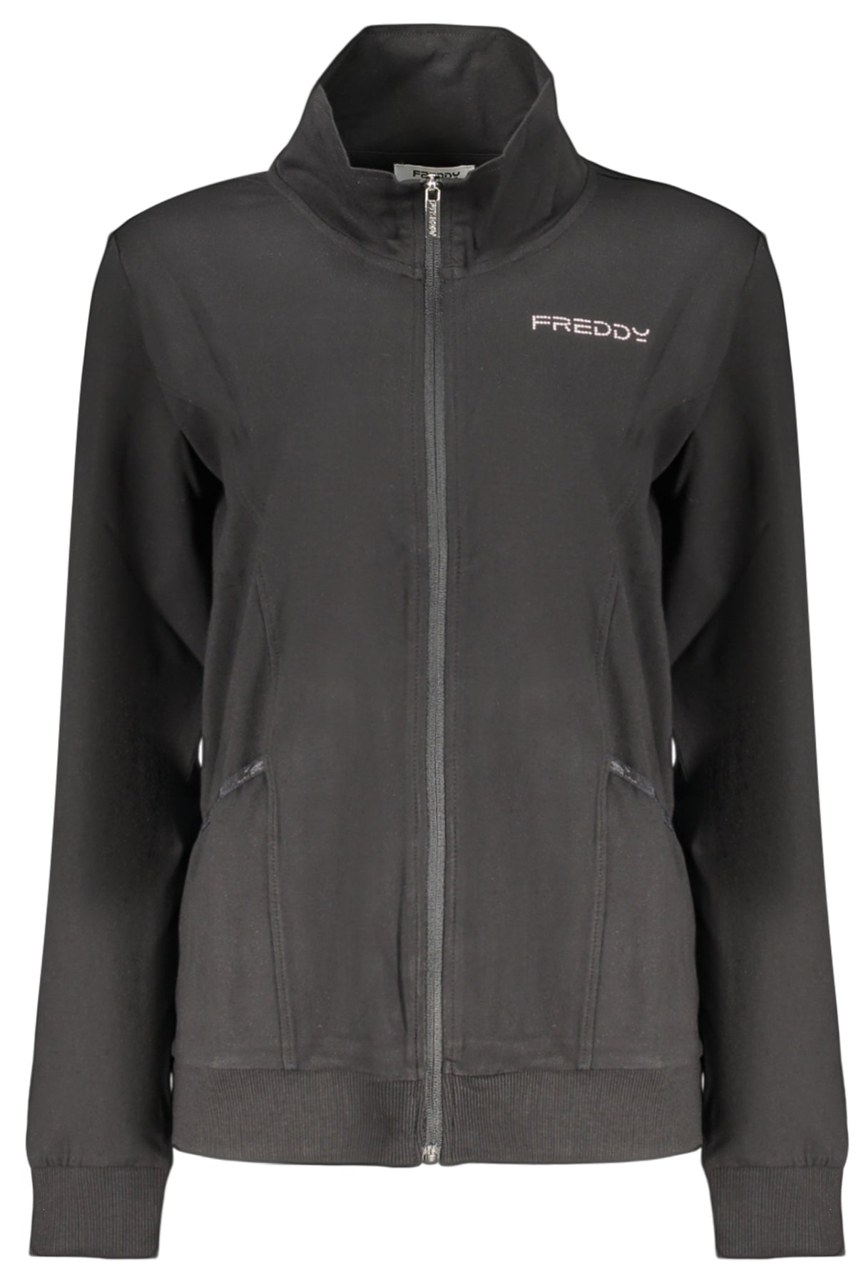 FREDDY WOMEN'S BLACK ZIP-UP SWEATSHIRT