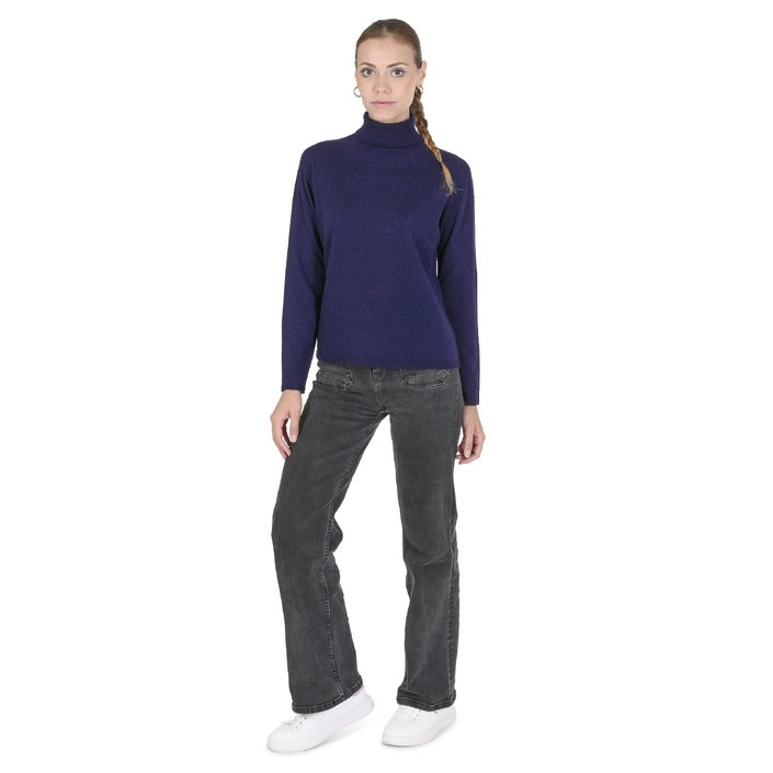 Crown of Edinburgh Cashmere - Crown of Edinburgh Cashmere Womens Turtleneck Sweater COE 0020 NAVY BLUE