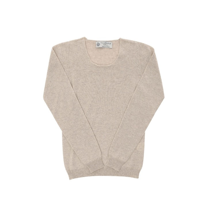 Crown of Edinburgh Cashmere - Crown of Edinburgh Cashmere Womens Square Neck Sweater COE 0024 SAND