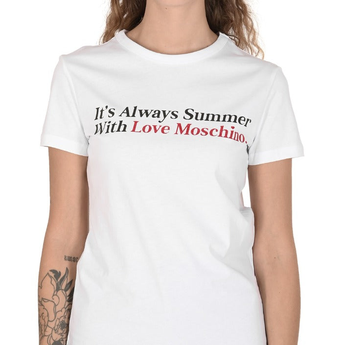 Love Moschino - Love Moschino Womens T-Shirt W 4 F73 2N M 3876 A00 OPTICAL WHITE