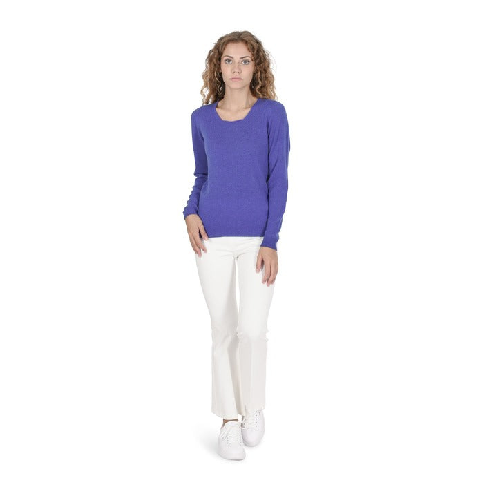 Crown of Edinburgh Cashmere - Crown of Edinburgh Cashmere Womens Square Neck Sweater COE 0024 ROYAL BLUE