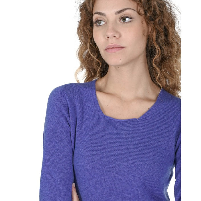 Crown of Edinburgh Cashmere - Crown of Edinburgh Cashmere Womens Square Neck Sweater COE 0024 ROYAL BLUE