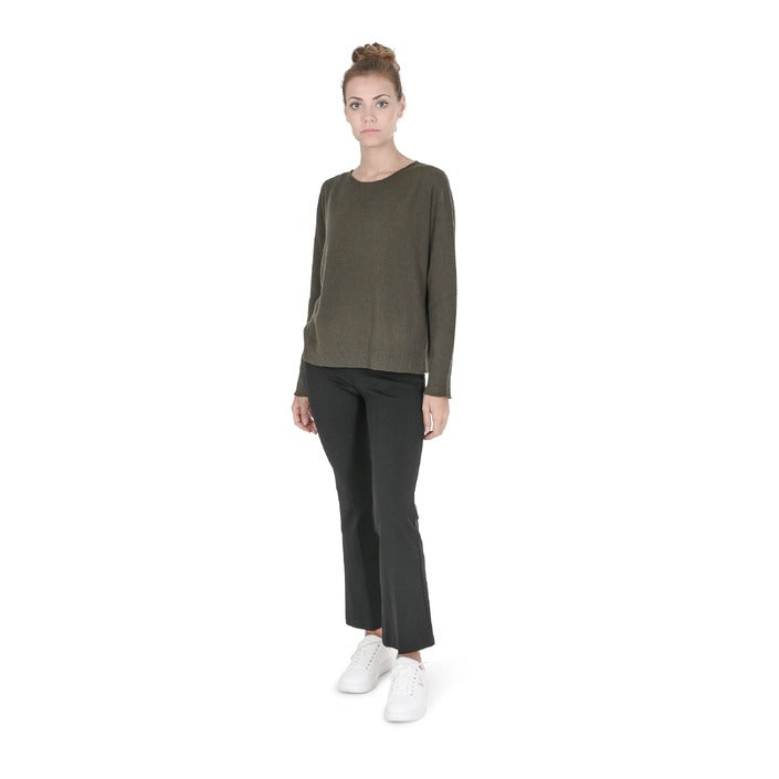 Crown of Edinburgh Cashmere - Crown of Edinburgh Cashmere Womens Oversize Boat Neck Sweater COE 008 KHAKI