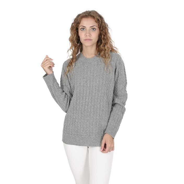 Crown of Edinburgh Cashmere - Crown of Edinburgh Cashmere Womens Round Neck Sweater COE 0013 GREY