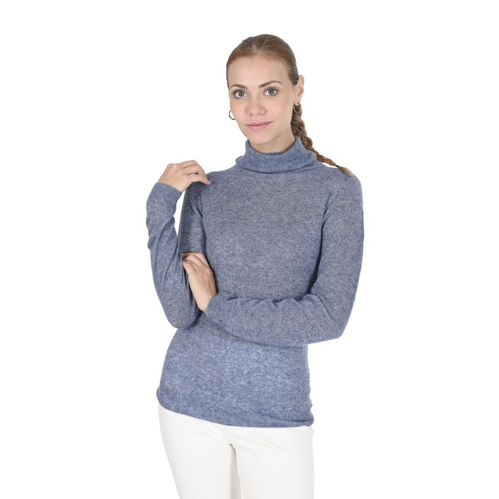 Crown of Edinburgh Cashmere - Crown of Edinburgh Cashmere Womens Turtleneck Sweater COE 0019 BLUE MELANGE