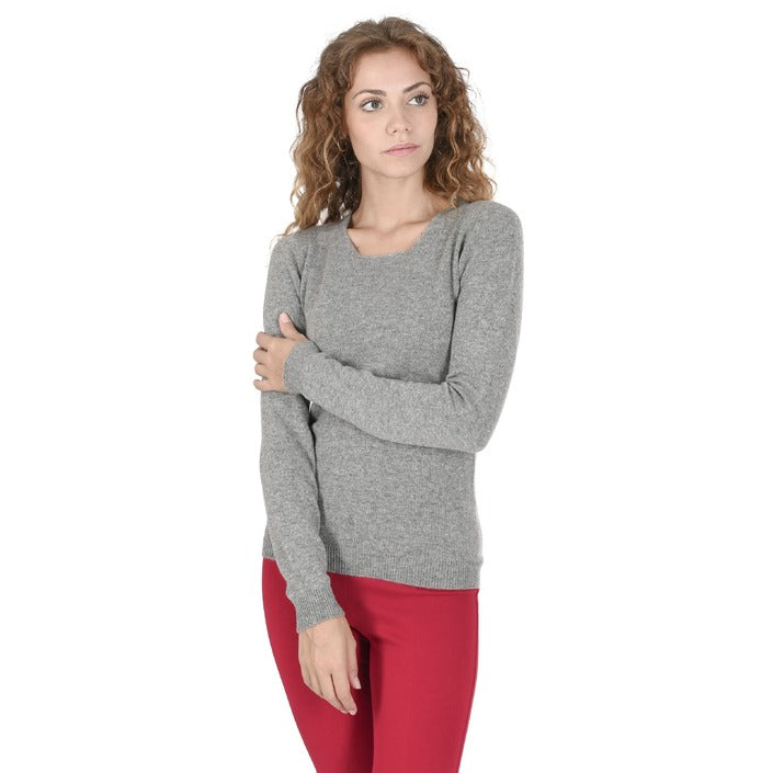 Crown of Edinburgh Cashmere - Crown of Edinburgh Cashmere Womens Square Neck Sweater COE 0024 PEWTER GREY