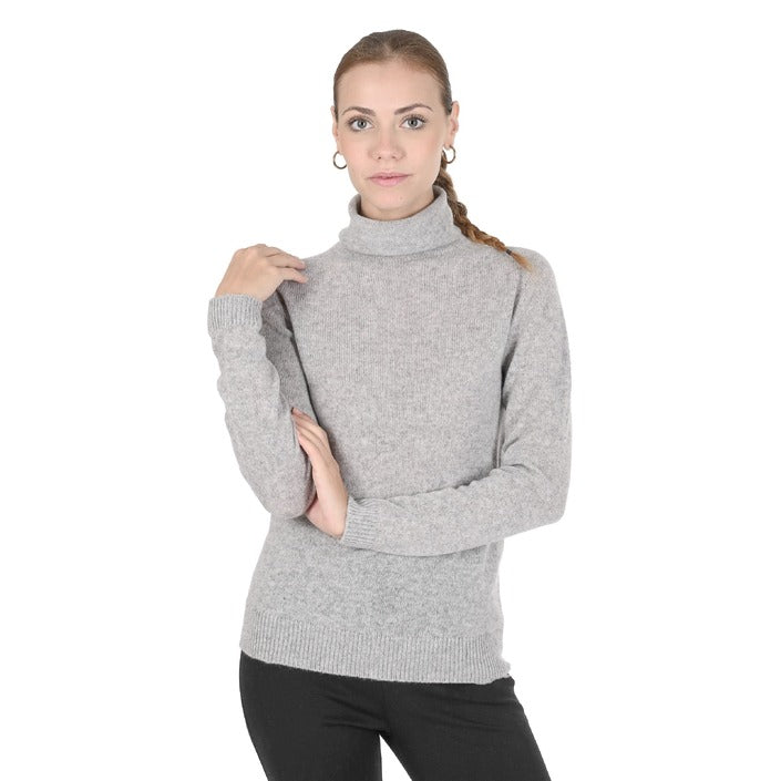 Crown of Edinburgh Cashmere - Crown of Edinburgh Cashmere Womens Turtleneck Sweater COE 0021 LIGHT GREY