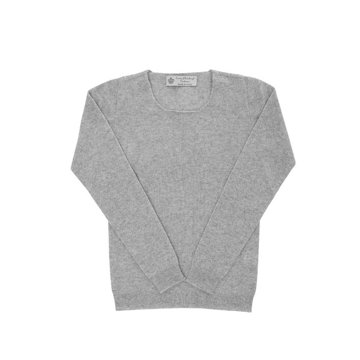 Crown of Edinburgh Cashmere - Crown of Edinburgh Cashmere Womens Square Neck Sweater COE 0024 PEWTER GREY