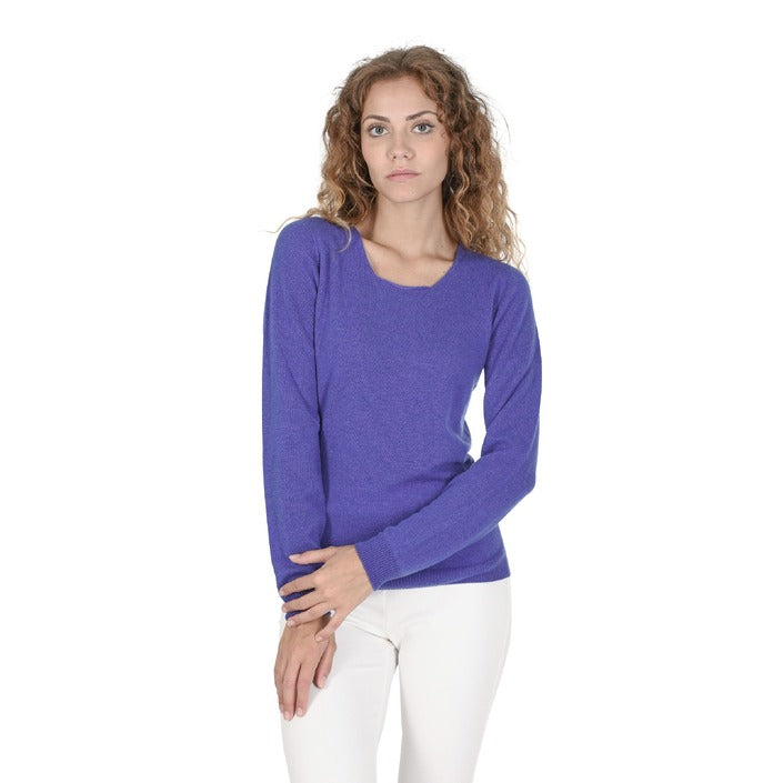 Crown of Edinburgh Cashmere - Crown of Edinburgh Cashmere Womens Square Neck Sweater COE 0024 ROYAL BLUE