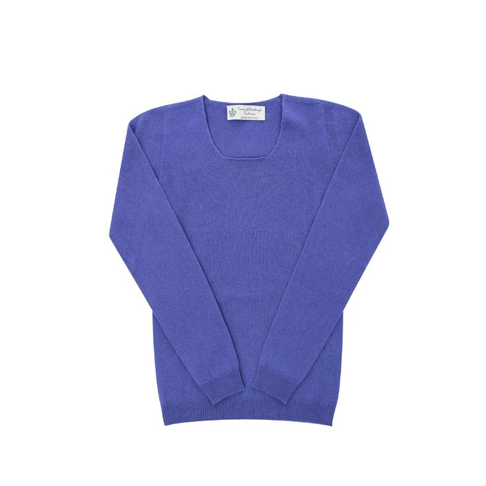 Crown of Edinburgh Cashmere - Crown of Edinburgh Cashmere Womens Square Neck Sweater COE 0024 ROYAL BLUE