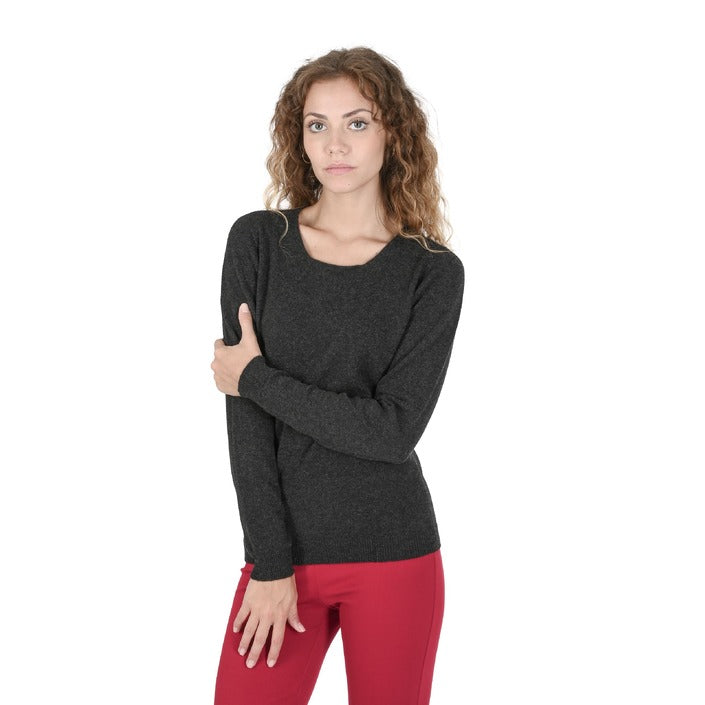 Crown of Edinburgh Cashmere - Crown of Edinburgh Cashmere Womens Square Neck Sweater COE 0024 IRON  GREY