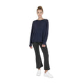 Crown of Edinburgh Cashmere - Crown of Edinburgh Cashmere Womens Oversize Boat Neck Sweater COE 008 NAVY BLUE