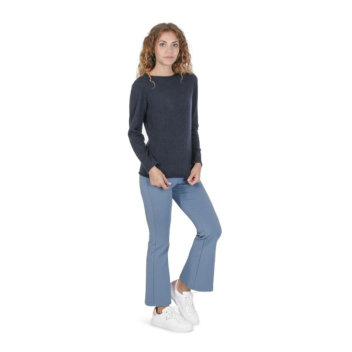Crown of Edinburgh Cashmere - Crown of Edinburgh Cashmere Womens Boat Neck Sweater COE 0025 NAVY BLUE