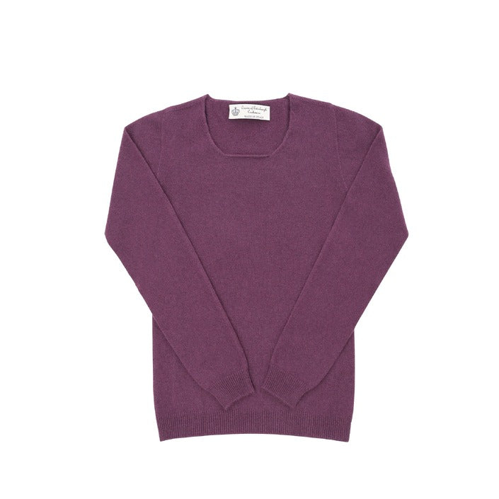 Crown of Edinburgh Cashmere - Crown of Edinburgh Cashmere Womens Square Neck Sweater COE 0024 BURGUNDY