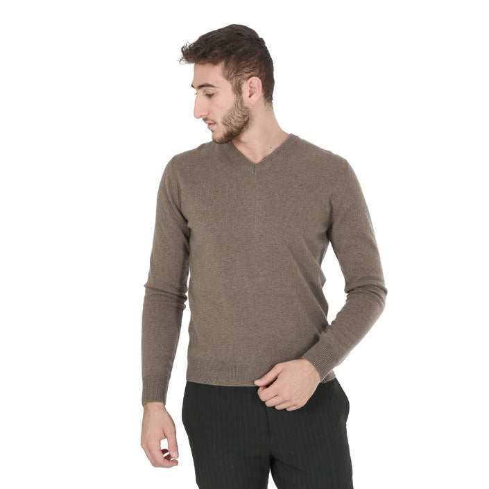 Crown of Edinburgh Cashmere - Crown of Edinburgh Cashmere Mens V Neck Sweater COE 0012 TAUPE