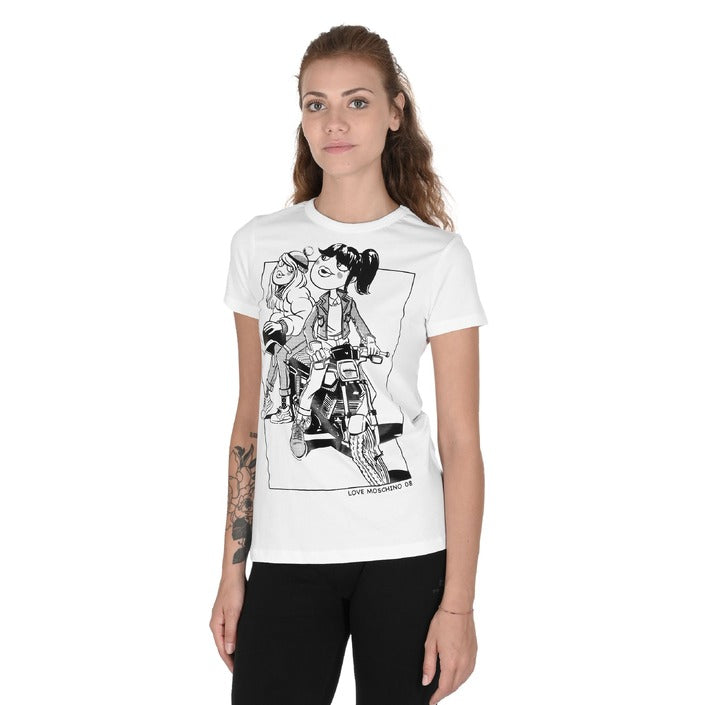 Love Moschino - Love Moschino Womens T-Shirt W 4 F73 1V M 3876 A00 OPTICAL WHITE