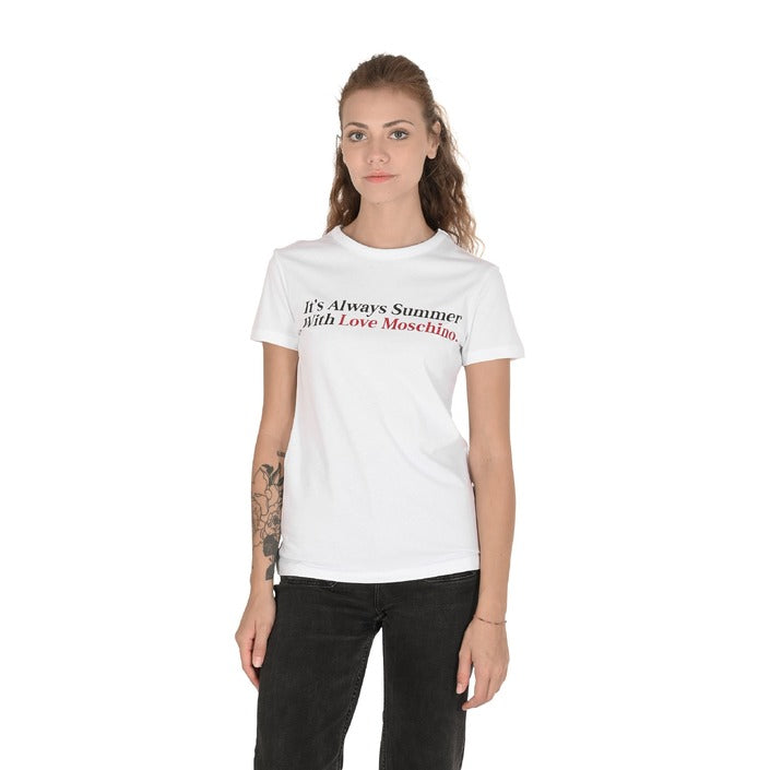 Love Moschino - Love Moschino Womens T-Shirt W 4 F73 2N M 3876 A00 OPTICAL WHITE