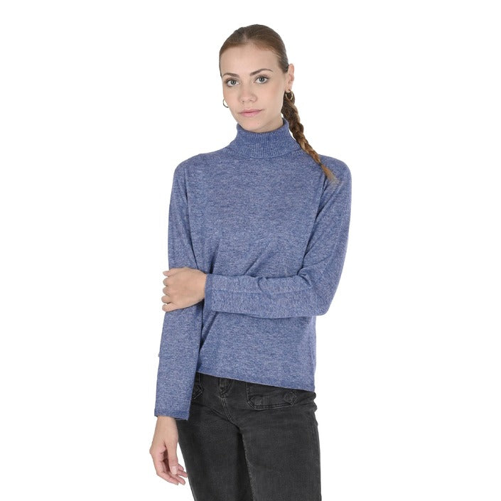 Crown of Edinburgh Cashmere - Crown of Edinburgh Cashmere Womens Turtleneck Sweater COE 0020 BLU MELANGE