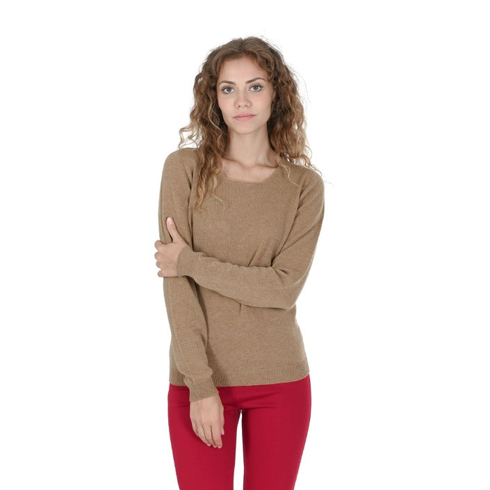 Crown of Edinburgh Cashmere - Crown of Edinburgh Cashmere Womens Square Neck Sweater COE 0024 BISCUIT