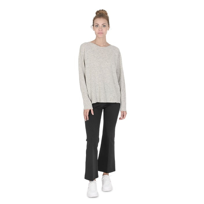 Crown of Edinburgh Cashmere - Crown of Edinburgh Cashmere Womens Oversize Boat Neck Sweater COE 008 GREY MELANGE