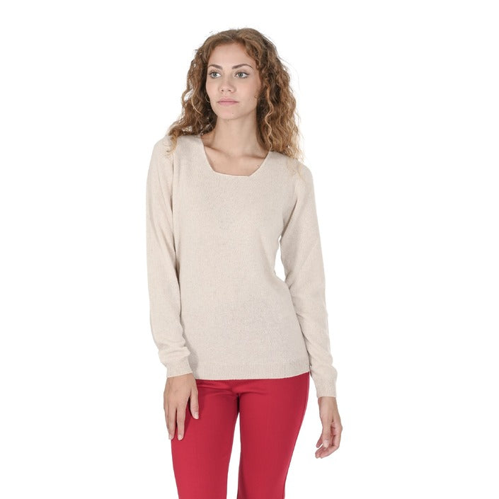 Crown of Edinburgh Cashmere - Crown of Edinburgh Cashmere Womens Square Neck Sweater COE 0024 LINEN
