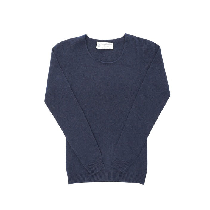 Crown of Edinburgh Cashmere - Crown of Edinburgh Cashmere Womens Square Neck Sweater COE 0024 NAVY