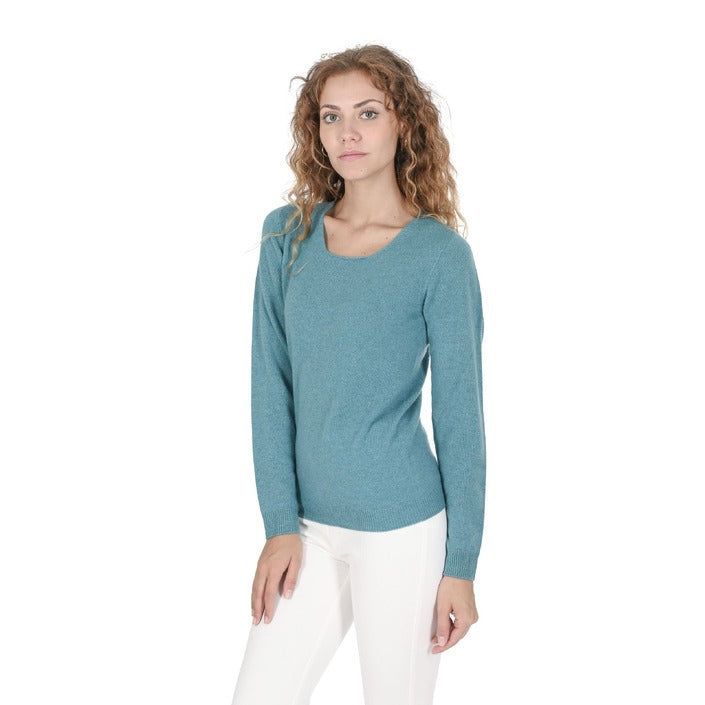 Crown of Edinburgh Cashmere - Crown of Edinburgh Cashmere Womens Square Neck Sweater COE 0024 TURQUOISE