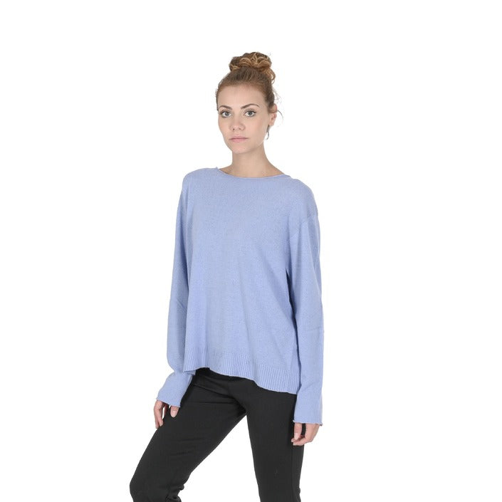 Crown of Edinburgh Cashmere - Crown of Edinburgh Cashmere Womens Oversize Boat Neck Sweater COE 008 SKY BLUE