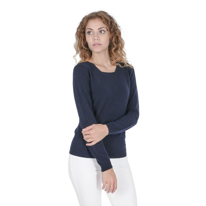 Crown of Edinburgh Cashmere - Crown of Edinburgh Cashmere Womens Square Neck Sweater COE 0024 NAVY