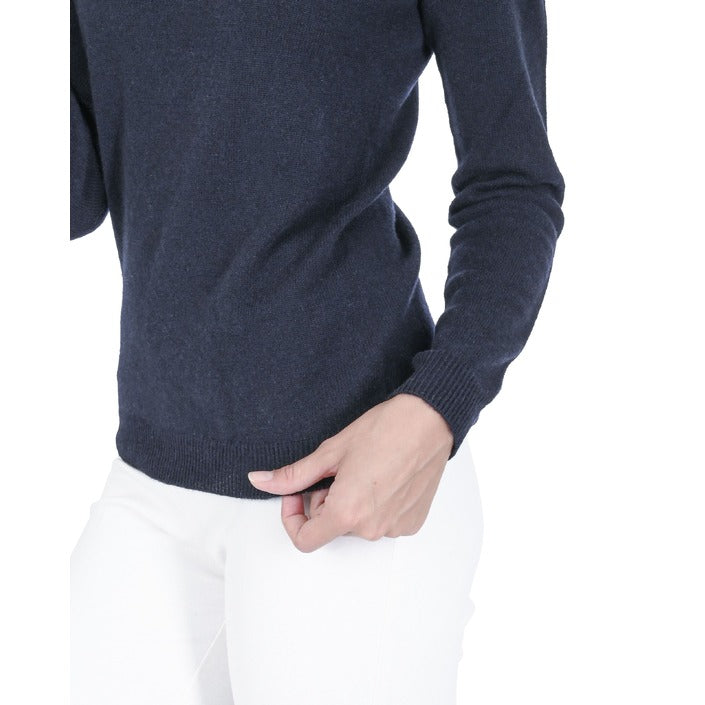 Crown of Edinburgh Cashmere - Crown of Edinburgh Cashmere Womens Square Neck Sweater COE 0024 NAVY