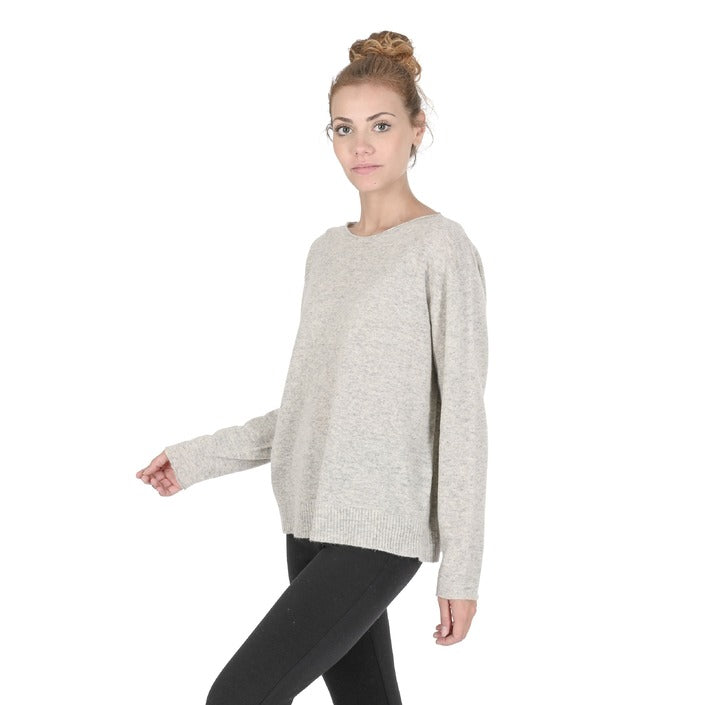Crown of Edinburgh Cashmere - Crown of Edinburgh Cashmere Womens Oversize Boat Neck Sweater COE 008 GREY MELANGE