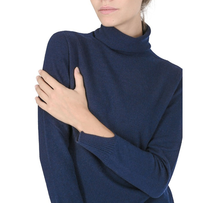 Crown of Edinburgh Cashmere - Crown of Edinburgh Cashmere Womens Turtleneck Sweater COE 0023 NAVY BLUE