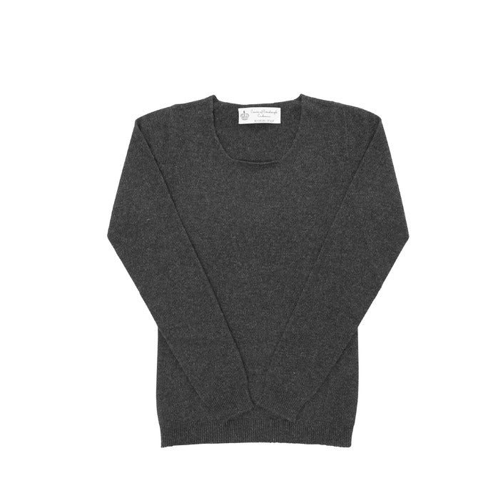 Crown of Edinburgh Cashmere - Crown of Edinburgh Cashmere Womens Square Neck Sweater COE 0024 IRON  GREY